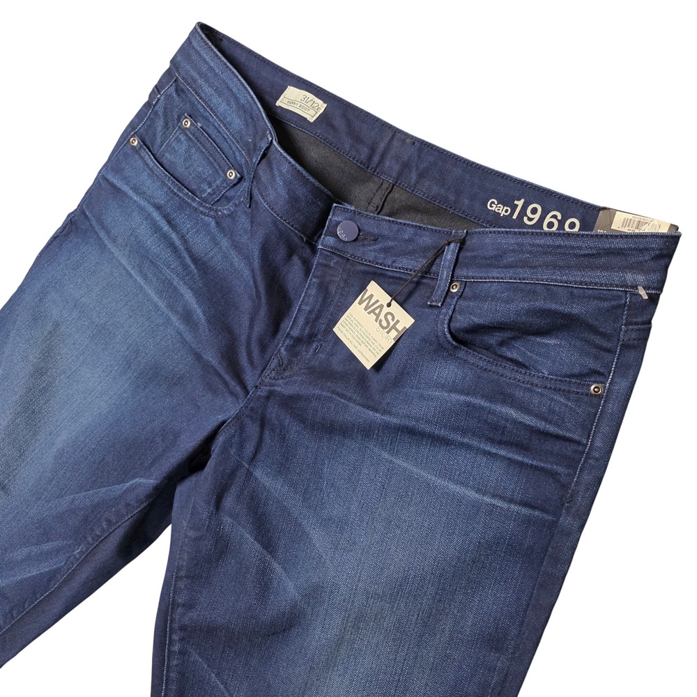 GAP 1969 Skinny Boot Jeans Button Flap Pockets Dark Wash Women's 31/12R NWT